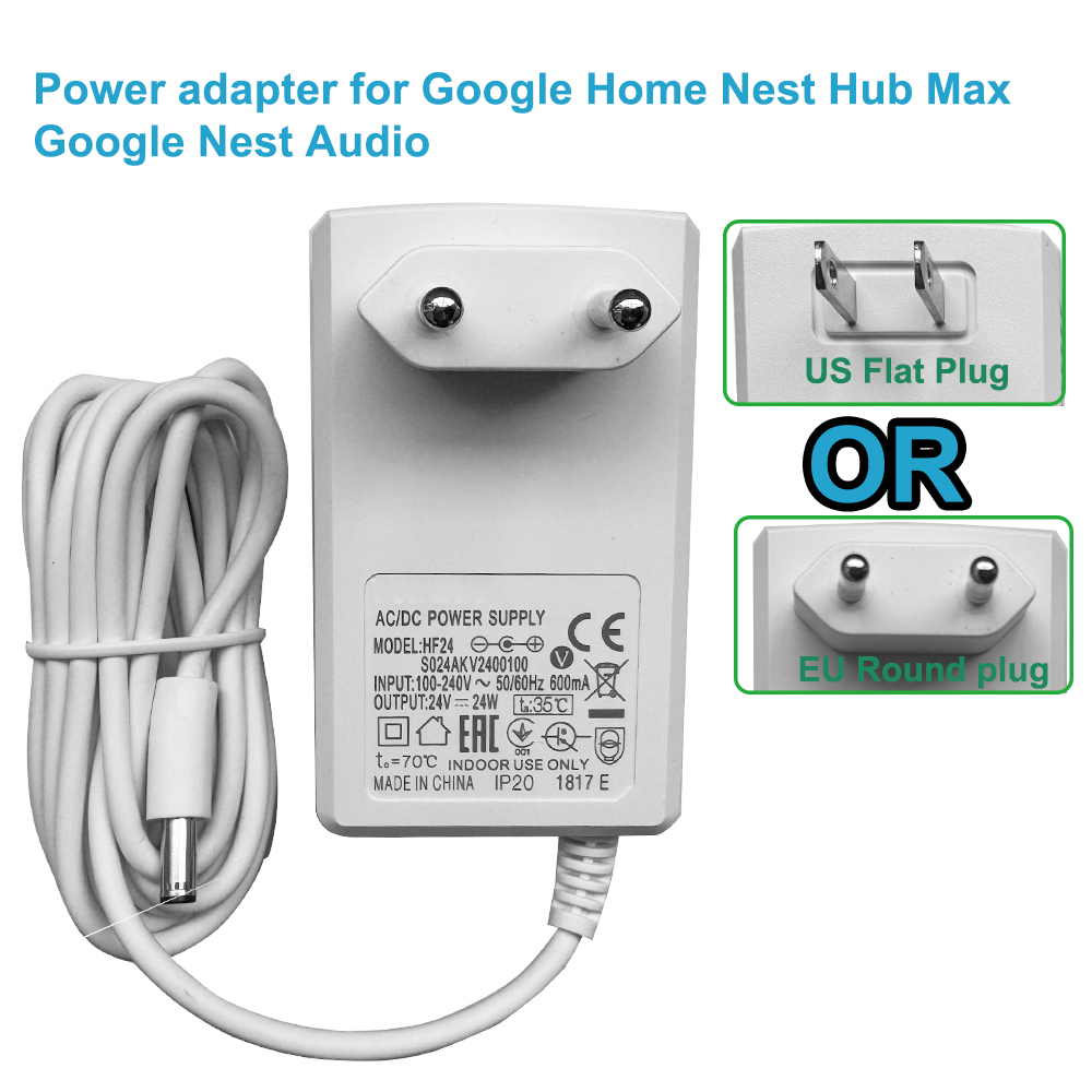 Google Speaker Nest Hub - Adaptador de Alimentação 24V para Google
