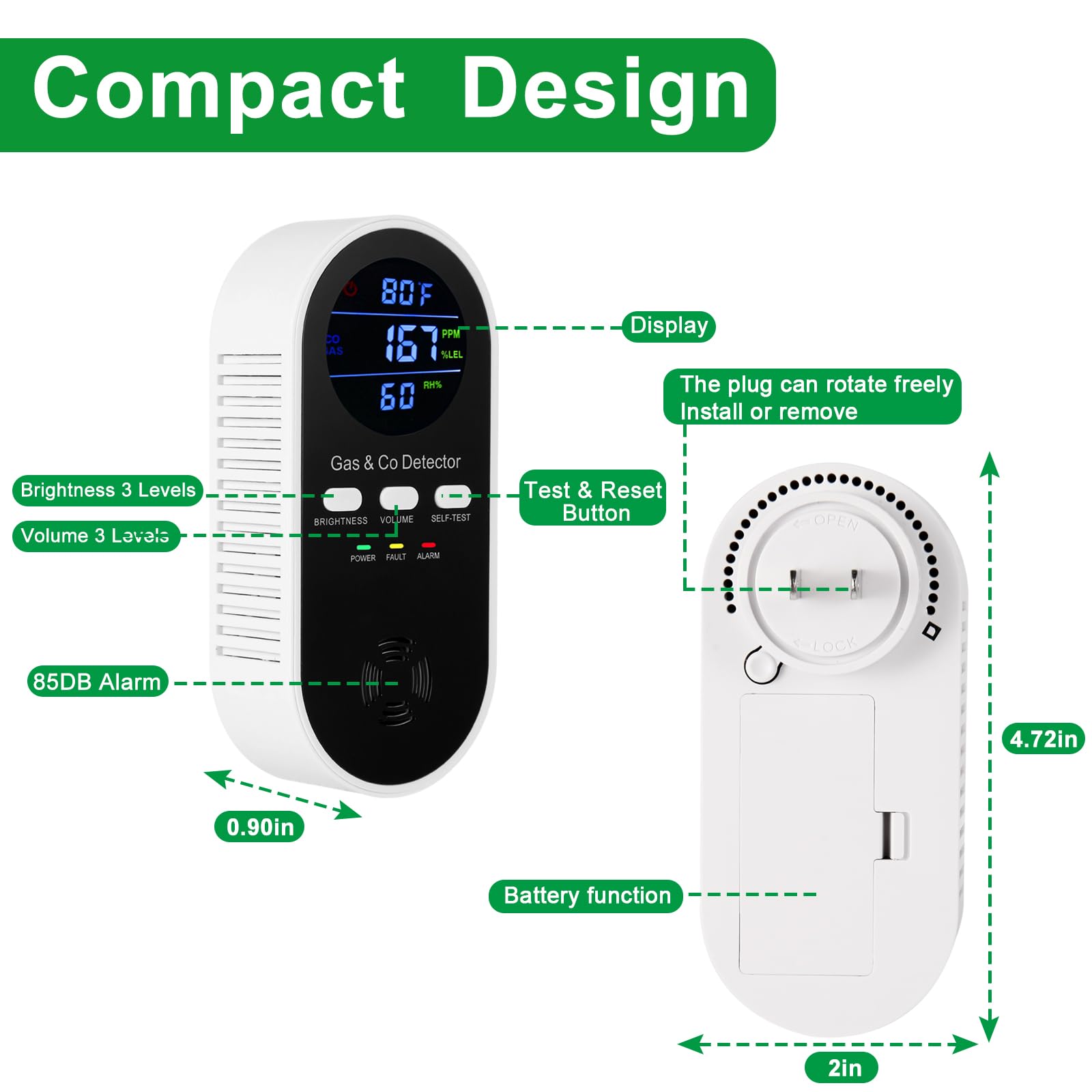 Detector de Gás e Monóxido de  - Co Detector Plug avaliação e preço